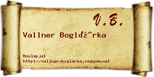 Vallner Boglárka névjegykártya